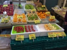 Fruit in Kanazawa market - strawberries, mangoes, grapes, mandarins and others, all set out in polystyrene boxes.